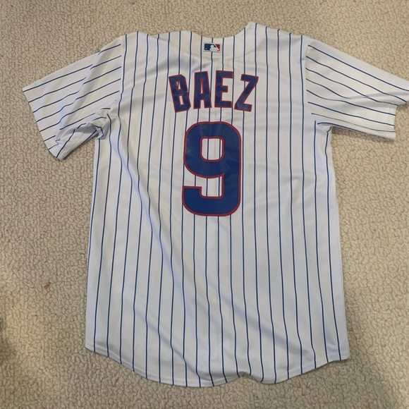 Chicago Cubs Javier Baez pinstripe jersey size M - Picture 1 of 5